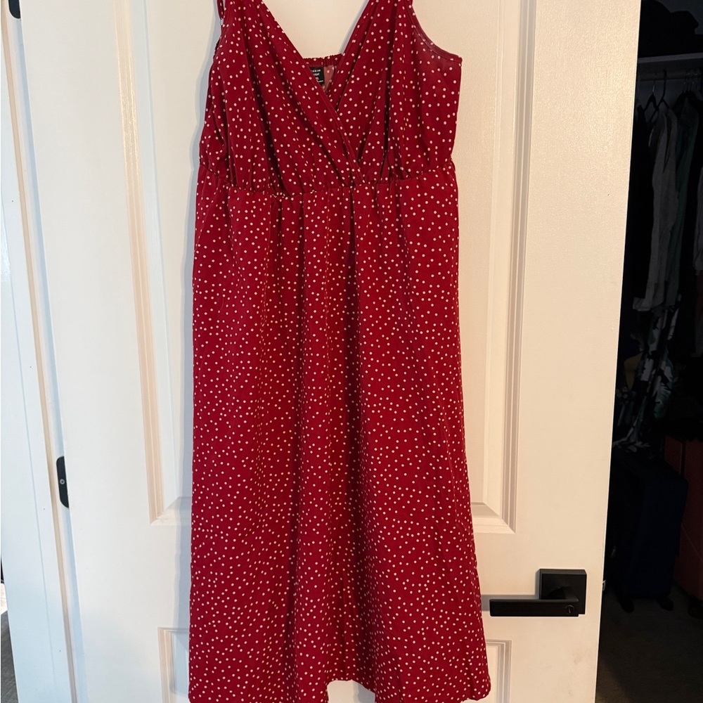 SHEIN Red and White Polka Dot Dress